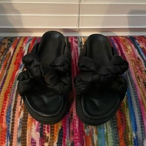 GANNI silk knotted platform sandals